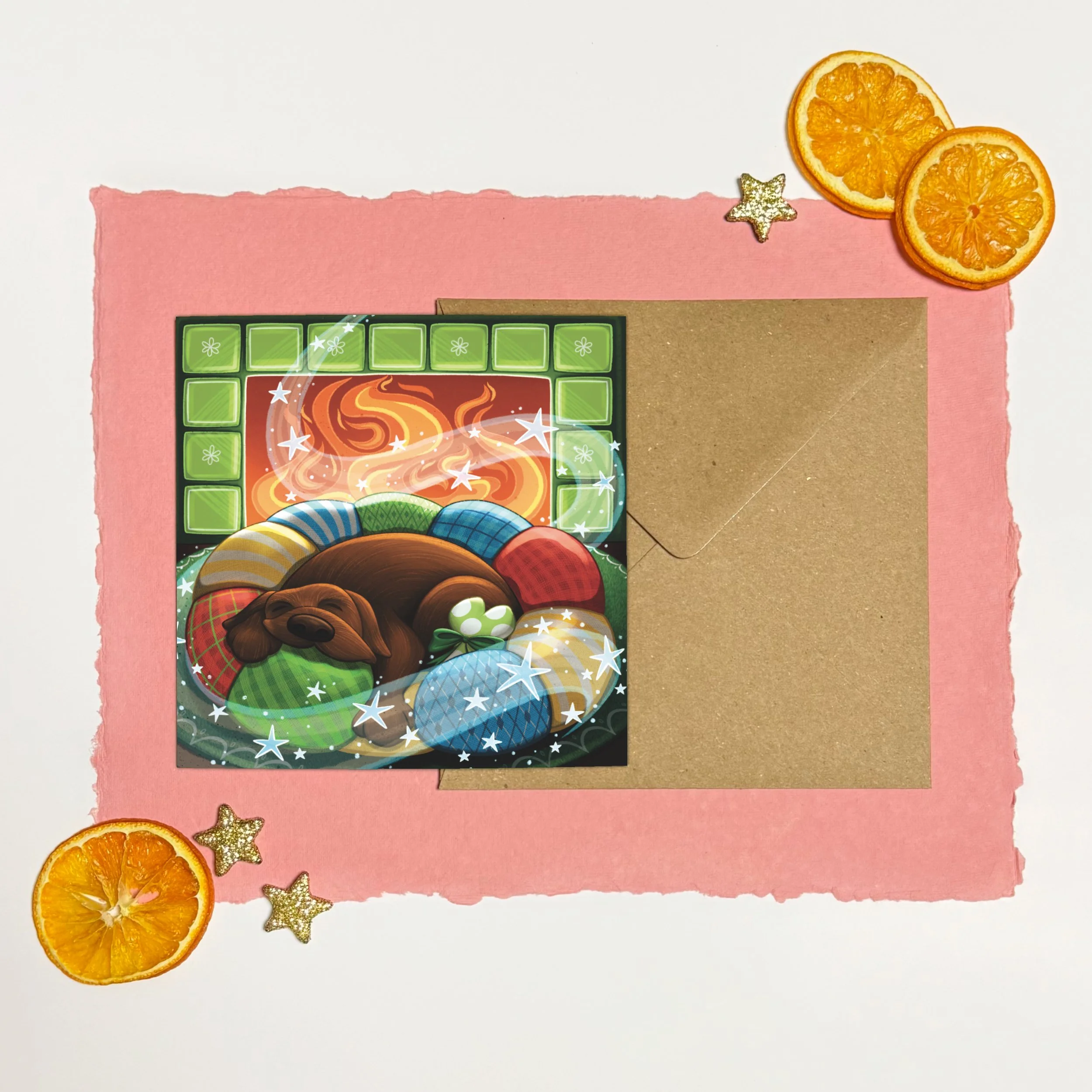 Fireplace Puppy | Christmas Card