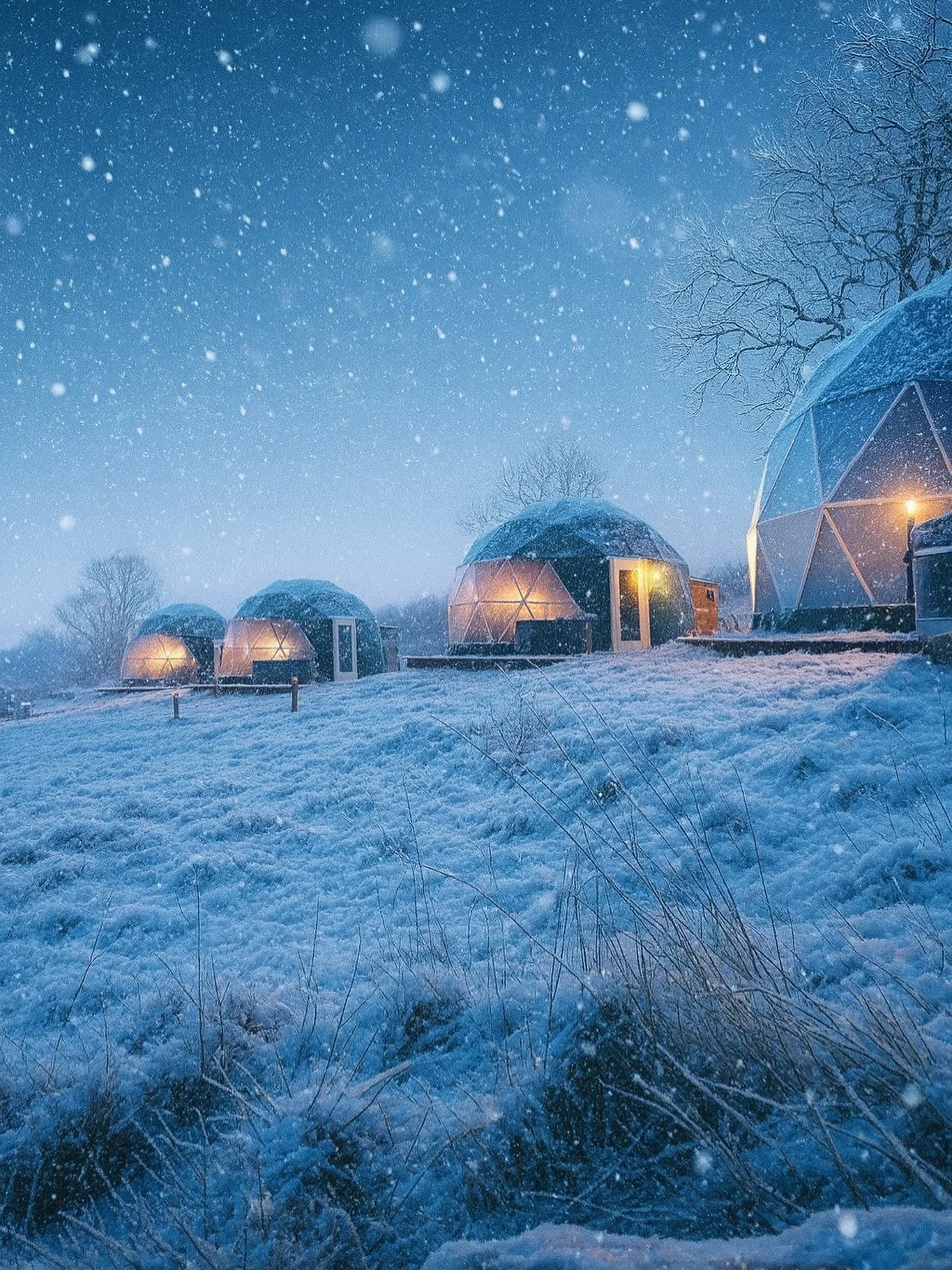 ❄️ Winter Nights in a Geodome. There’s something magical about staying in the countryside during winter… crisp air outside, toasty warmth inside, and your own private hot tub bubbling under the stars. 🛁✨
Our geodomes are fully heated a