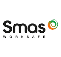 Smas WorkSafe logo with black text and a colorful swirl symbol