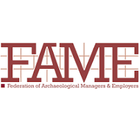 FAME logo with the words Federation of Archaeological Managers & Employees.