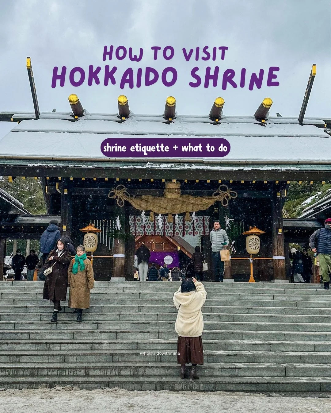 Visiting a shrine in Hokkaido for the first time? ⛩️❄️

Here&rsquo;s a simple guide on how to visit a Japanese shrine, from cleansing at the temizuya, to praying, drawing omikuji, and choosing an omamori for good luck.

This is the basic shrine etiqu