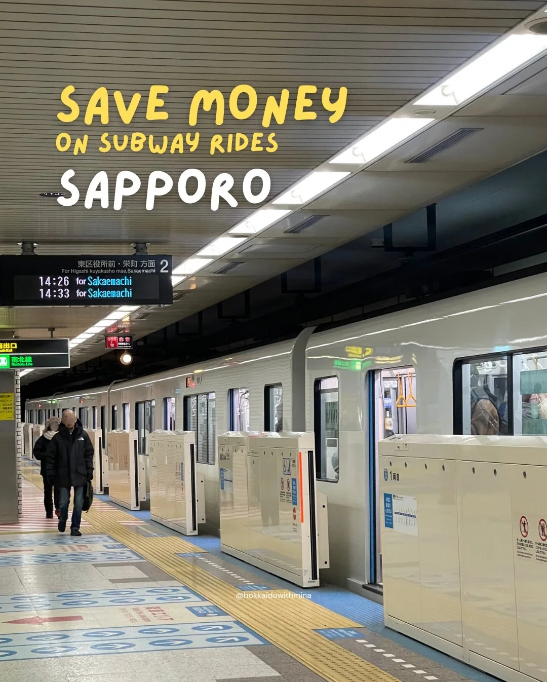 Save money on subway rides in Sapporo 🚇
The Sapporo Subway 1-Day Pass can save you money, especially on weekends!

💴 Weekday pass: &yen;830
💴 Weekend &amp; public holidays (Donichika Pass): &yen;520

If you&rsquo;re taking the subway 3+ times in o