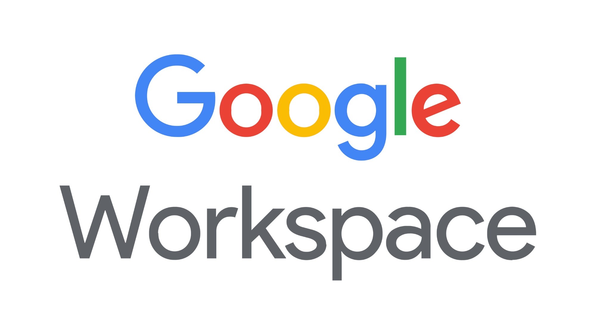 Google Workspace logo with the words Google and Workspace in colorful and gray text.