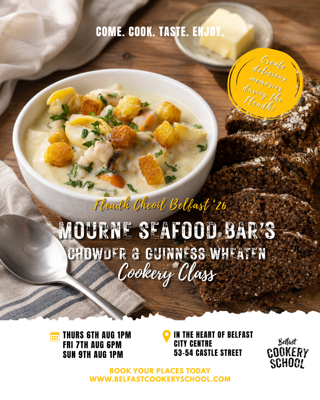 Fleadh Cheoil Belfast Mourne Seafood Bar Chowder and Guinness Wheaten Bread