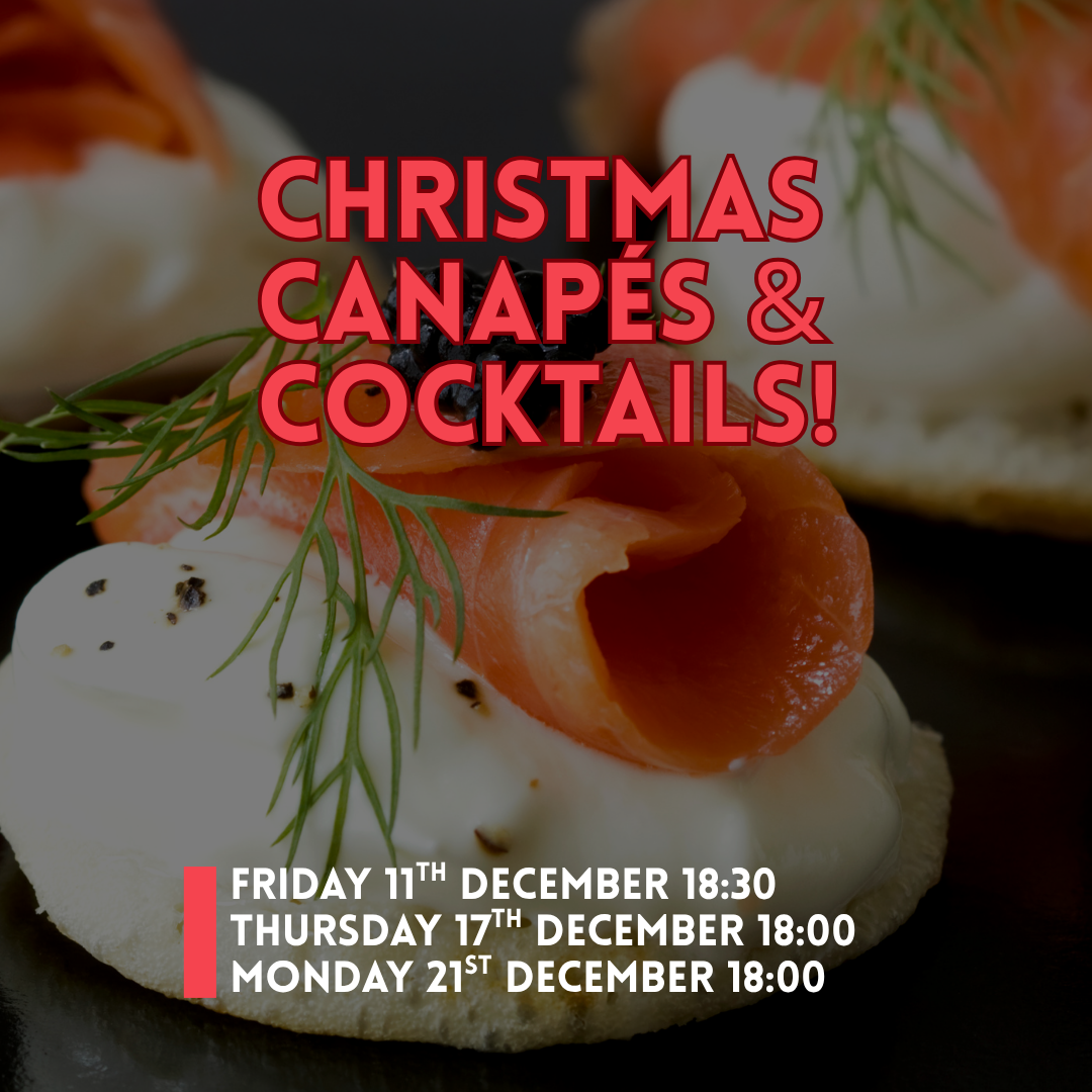 christmas canapés and cocktails cookery class at Belfast cookery school, featuring festive smoked salmon blinis canapés