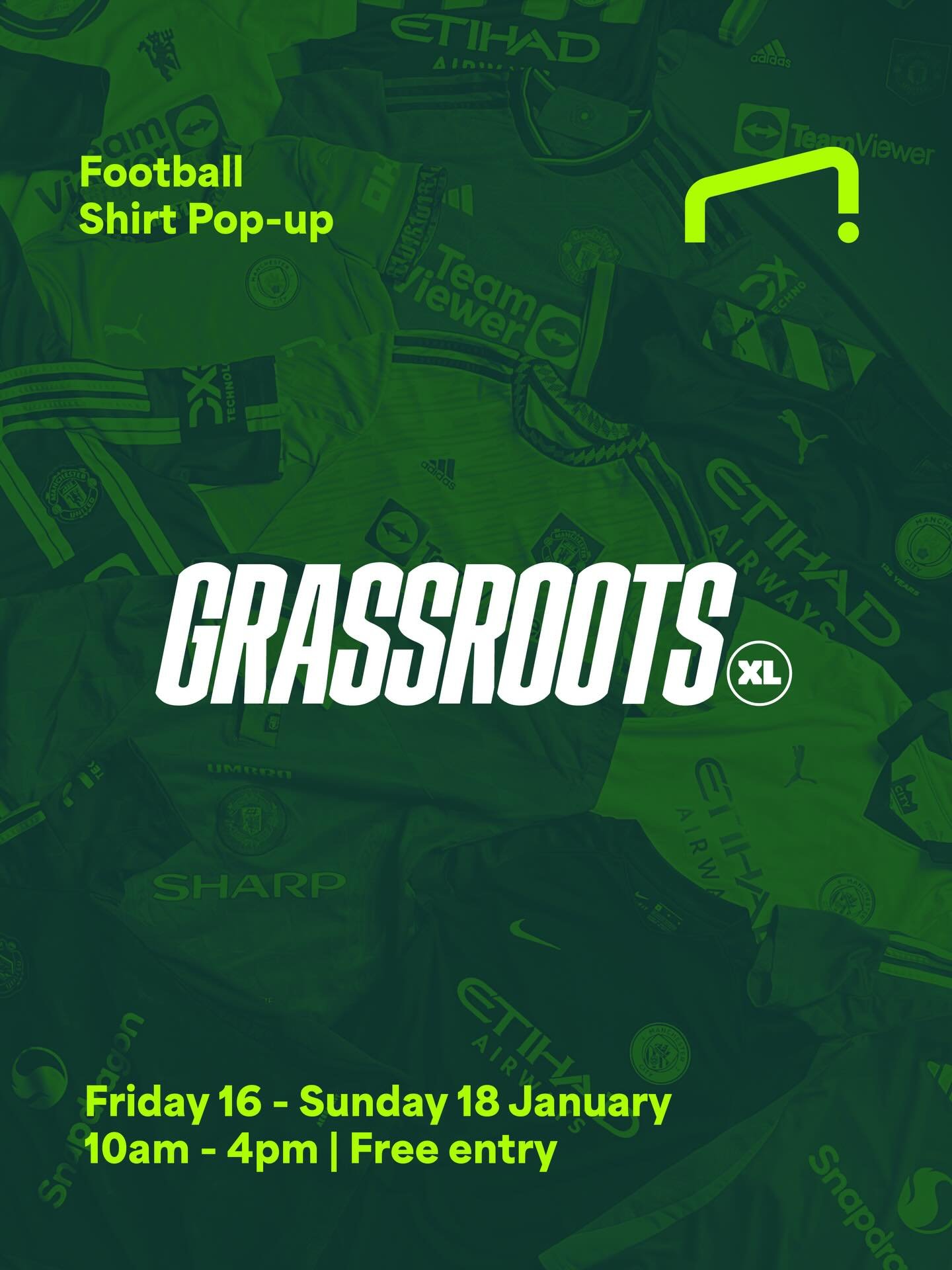 Derby Weekend Starts Here. 

Looking for a classic kids&rsquo; football shirt this derby weekend? GrassrootsXL will be at the @nationalfootballmuseum with loads of United, City, vintage and past-season shirts available.

We&rsquo;ll also be chatting 
