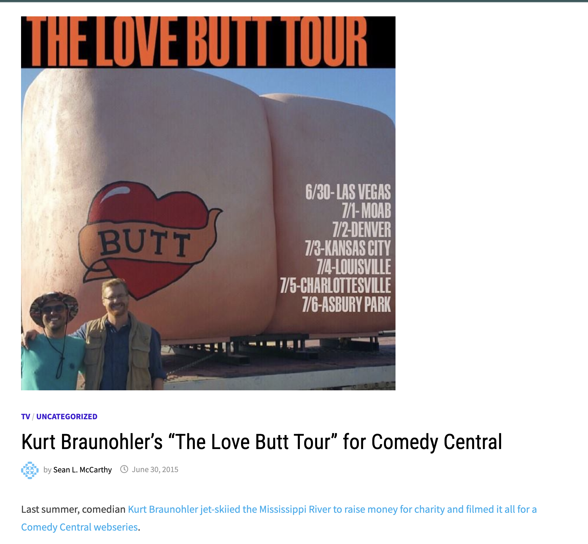 Kurt Braunohler’s “The Love Butt Tour” for Comedy Central