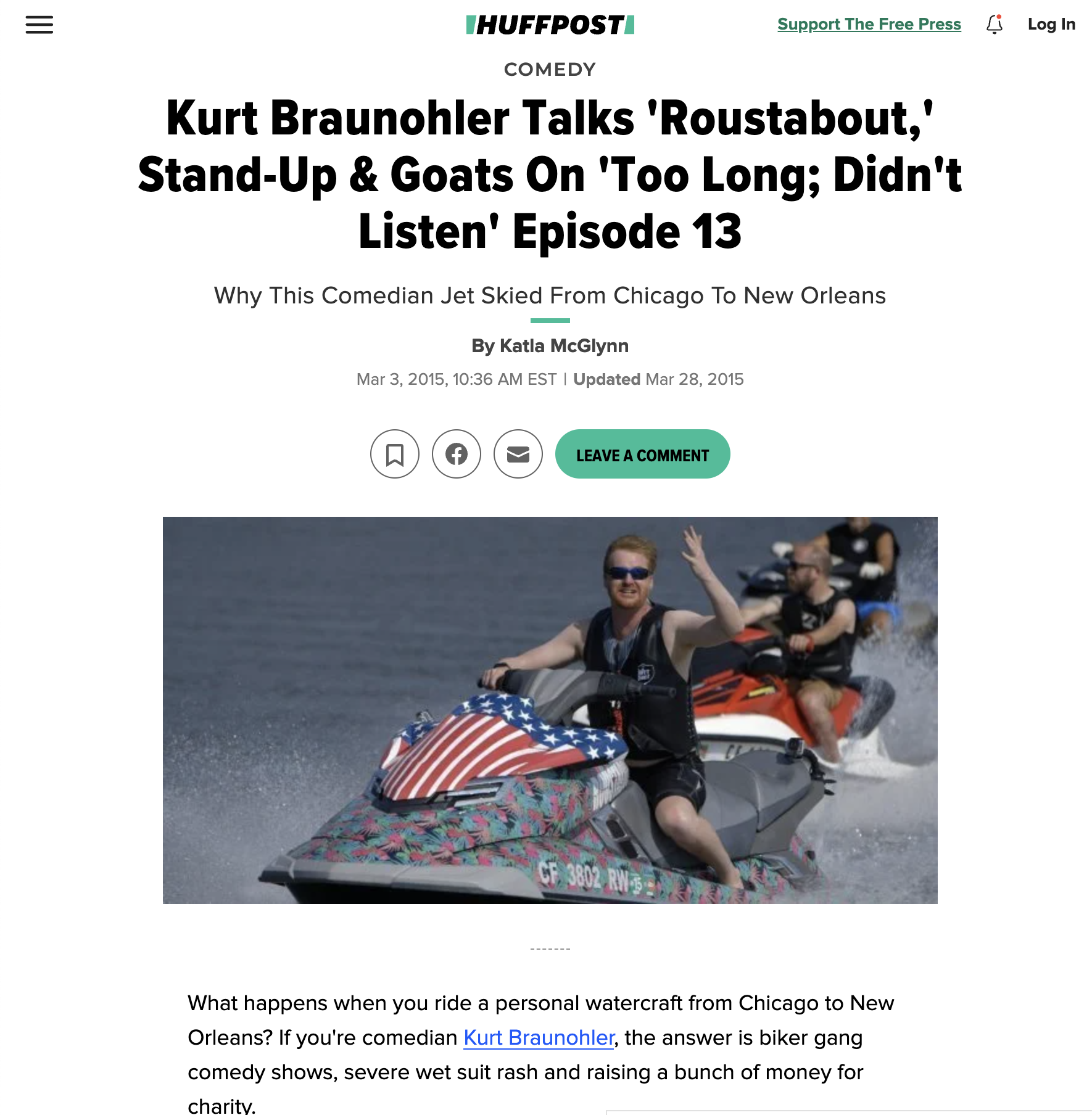 Why This Comedian Jet Skied From Chicago To New Orleans