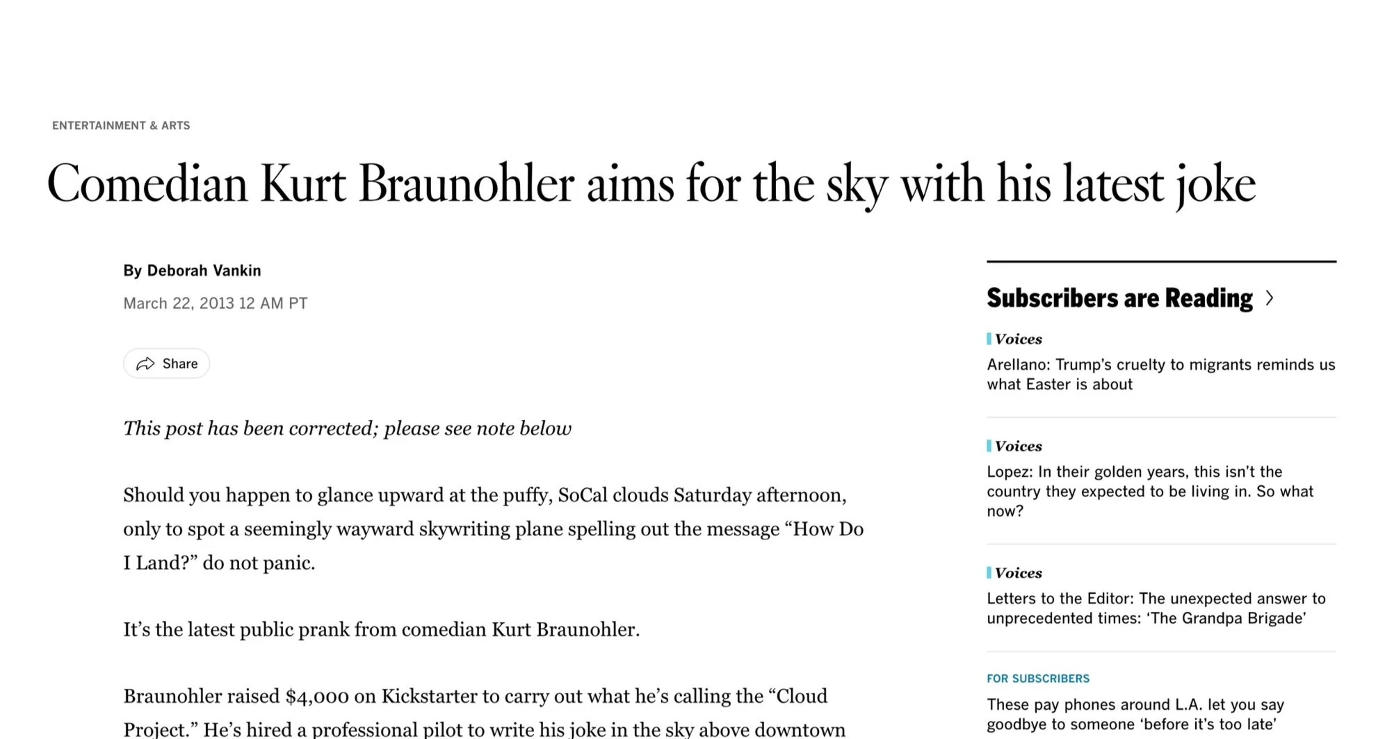 Comedian Kurt Braunohler Aims for the sky with his latest jok