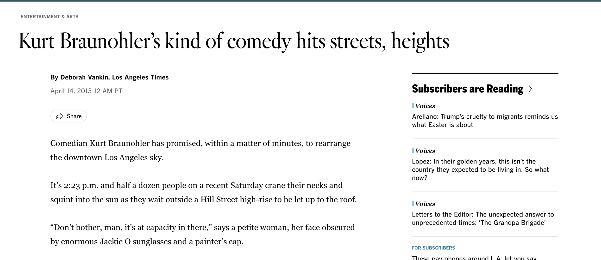 Kurt Braunohler’s kind of comedy hits streets, heights