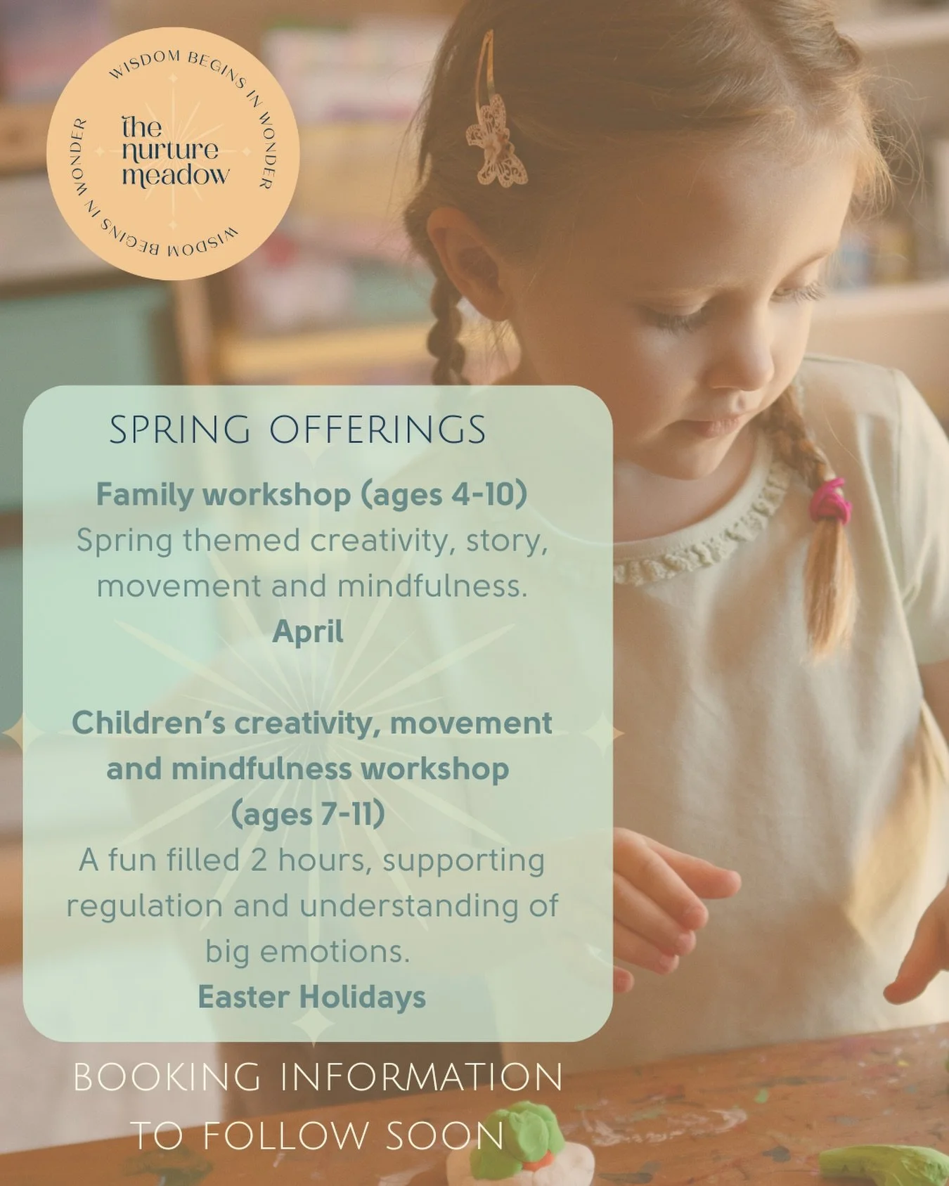 Spring is slowly awakening which means workshops are in planning mode. Hooray! 

Join me this Spring for a beautiful family session. A chance to connect and get playful. To realign and ground. To move and create. To acknowledge the changing season an