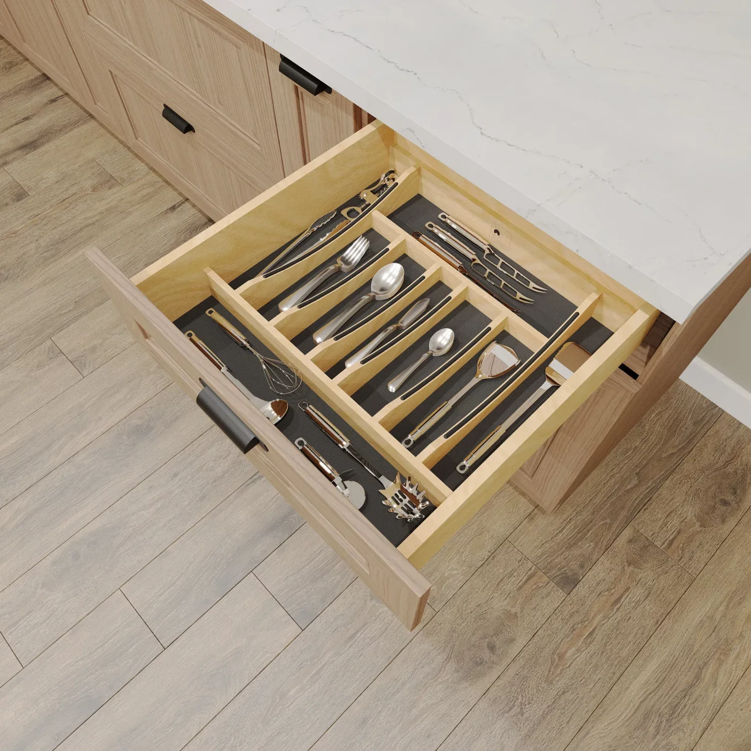 Craftsman Collection Solid Wood Cutlery Drawer Insert w/ Black Accents