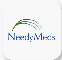 NeedyMeds logo with a curved green line above the text