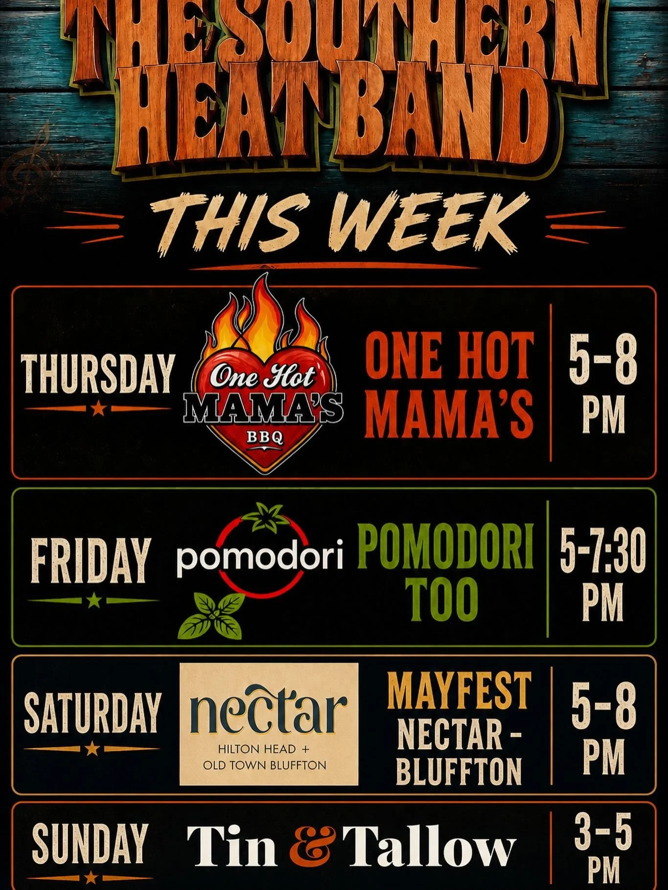 Get ready for a weekend of live music! We're taking the stage and we want to see you there! It's going to be a blast!