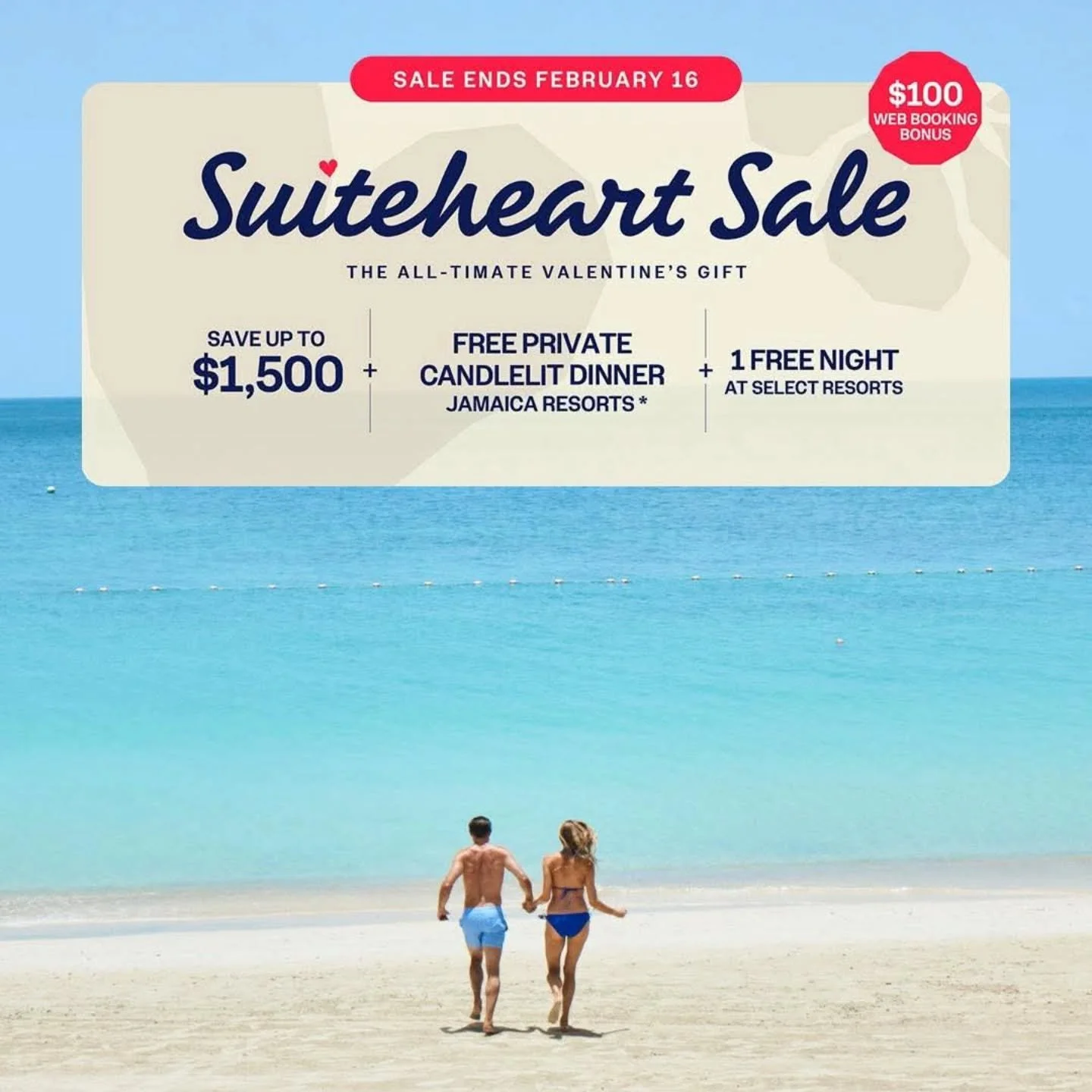 ❤️ Suiteheart Sale is ON! ❤️
Save up to $1,500 + Free Private Candlelight Dinner for Two + 1 Free Night 🌹
✨ Up to $1,500 Instant Credit (10+ nights)
✨ Free Private Candlelight Dinner for Two (5+ nights)
✨ 1 Free Night (7+ nights at select resorts)


