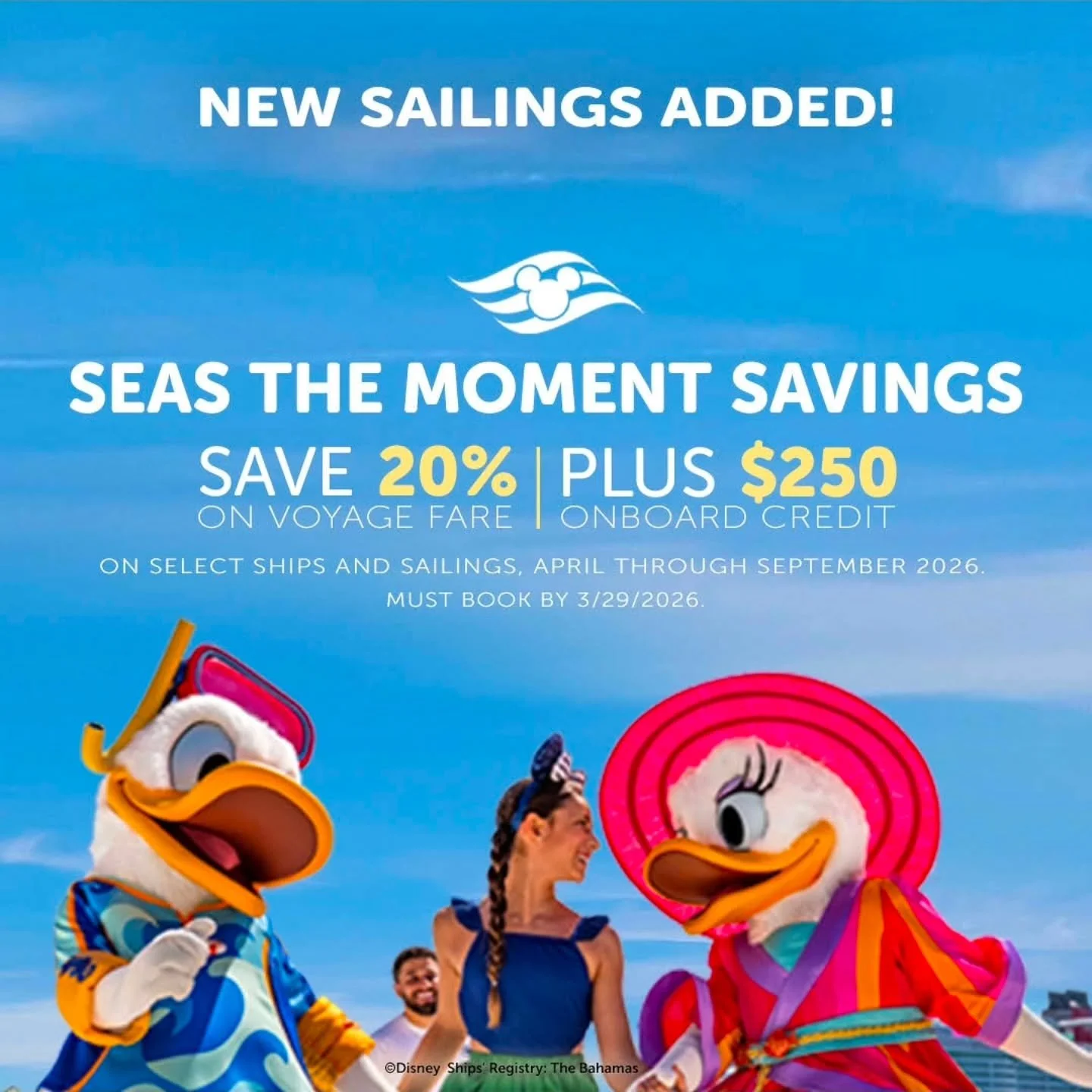 Don't miss out on the amazing savings on a magical sailing aboard Disney Cruise Line! 

Skye@skyesthelimitvacations.com 
www.skyesthelimitvacations.com