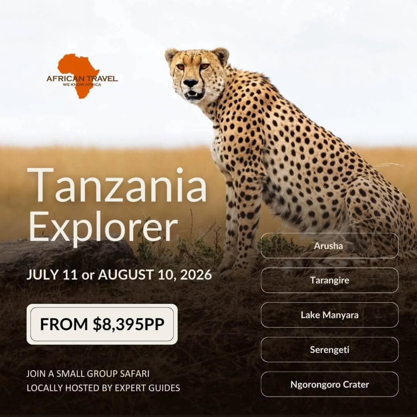Okay, I have to share this one because I genuinely think it's special. 🙋&zwj;♀️

If Tanzania has been sitting on your bucket list, African Travel, Inc  just made it really easy to say YES and I'm here for it.

This 11 day "Tanzania Explorer&quo