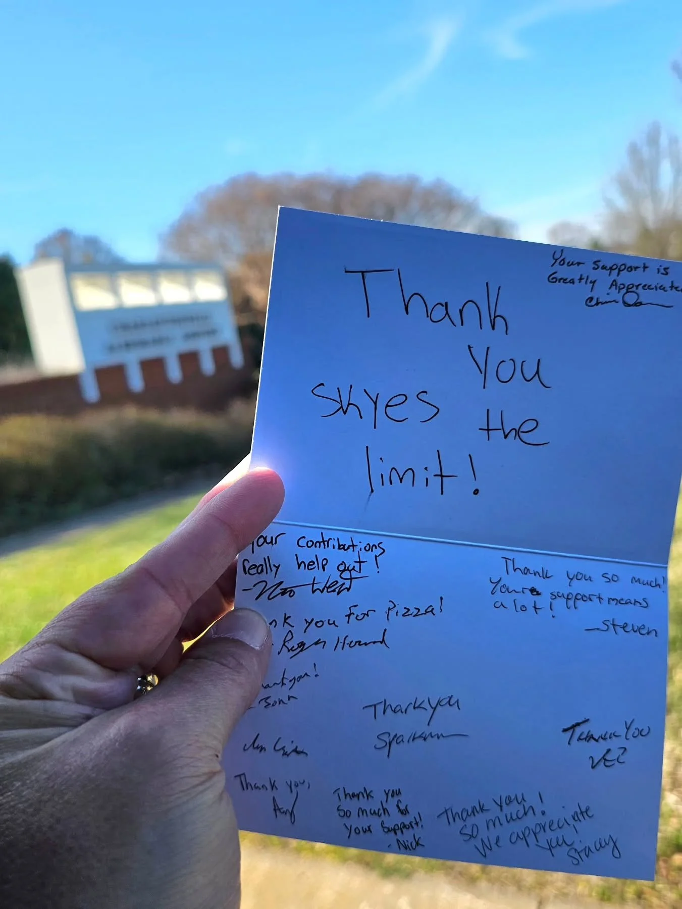 A huge thank you to the incredible TSA team at CHO (Charlottesville VA airport) for everything they do to keep our travelers safe. We were happy to drop off a little fuel for the shift, but this kind note they sent back truly made our day. 

Our job 