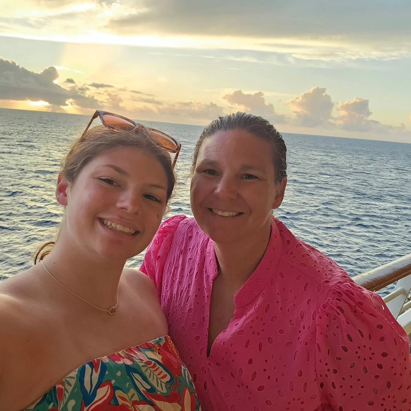 There is something absolutely magical about Deck 4 at sunset. 🧡

Every cruise, my oldest daughter, Libby Anne and I spend time together in the evening before dinner. We head out during golden hour, watch the sun melt into the ocean, and just be. Som