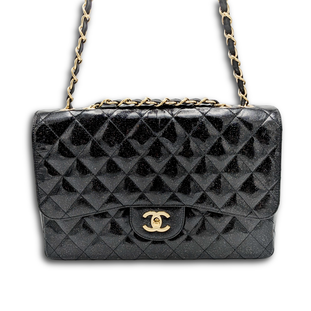 Chanel Classic Flap Bag Jumbo - Glitter Black