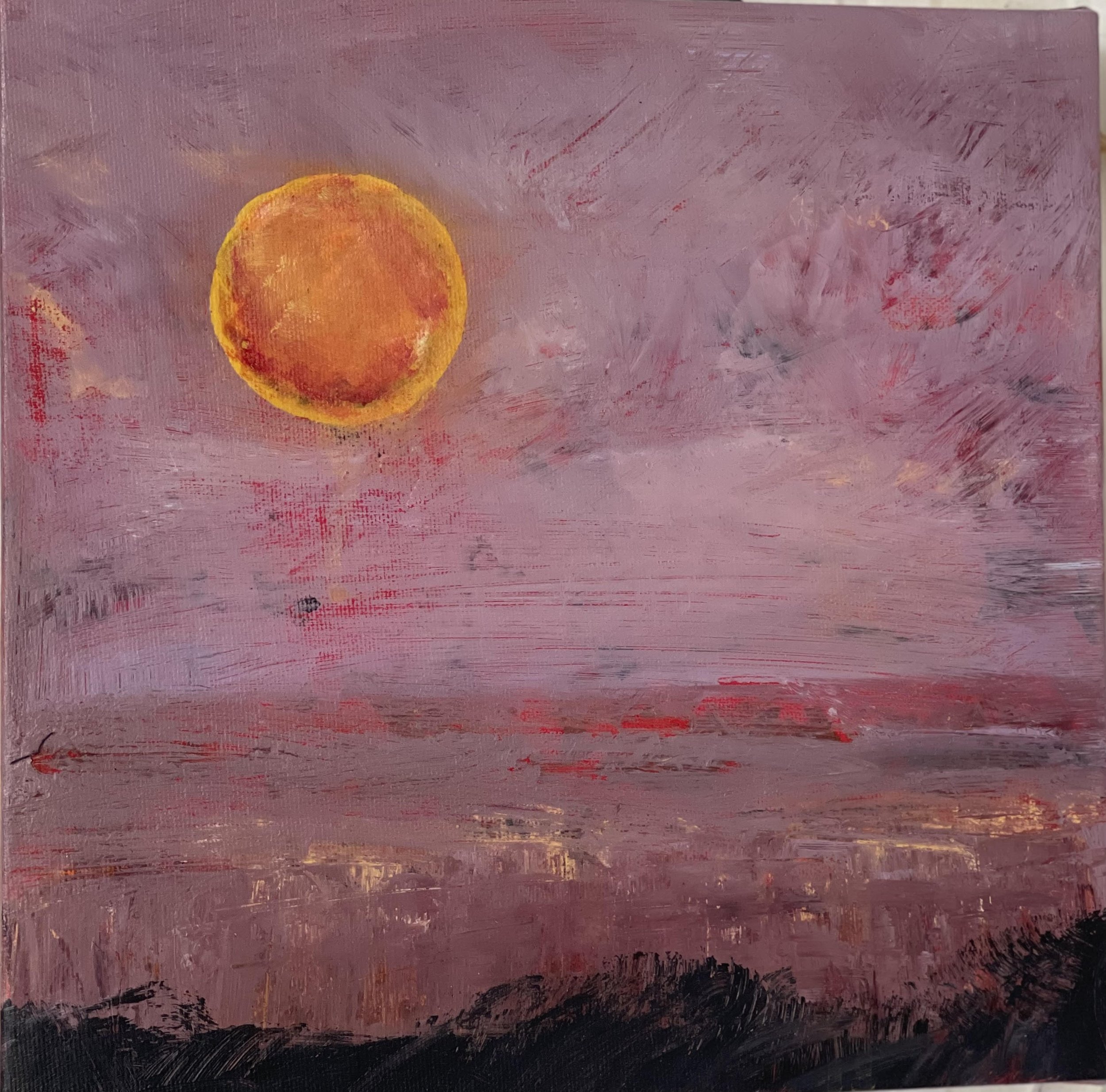 Orange Moon, 12x12, Acrylic on canvas commission, SOLD
