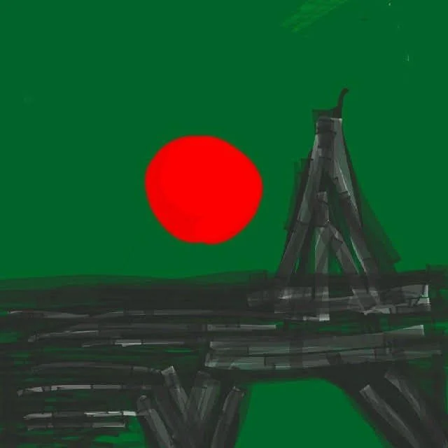 Sunset Bridge, 12x12, Acrylic on canvas