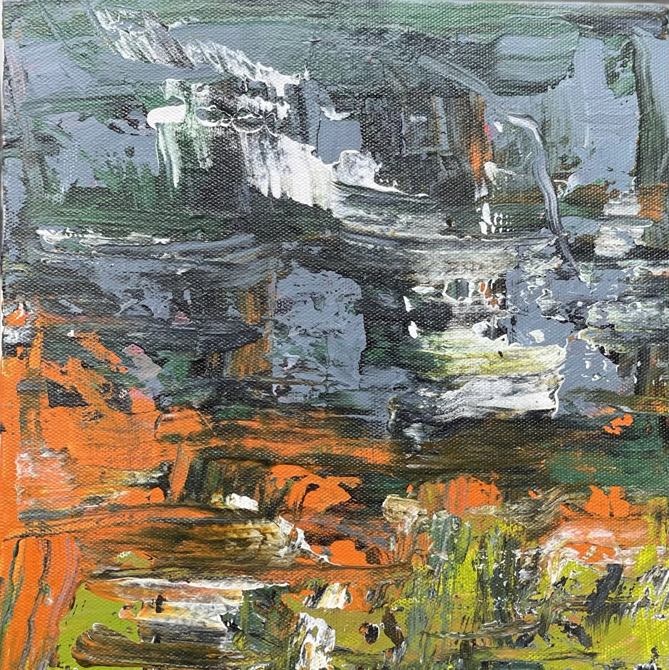 Lake Reflections, 10x10, Acrylic on canvas