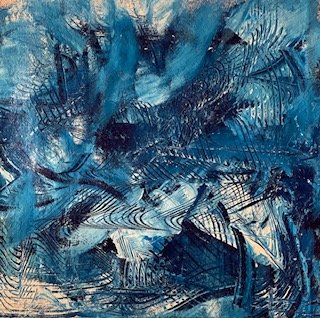 Bathymetric Drift, 18x18, Acrylic on canvas mounted on panel board