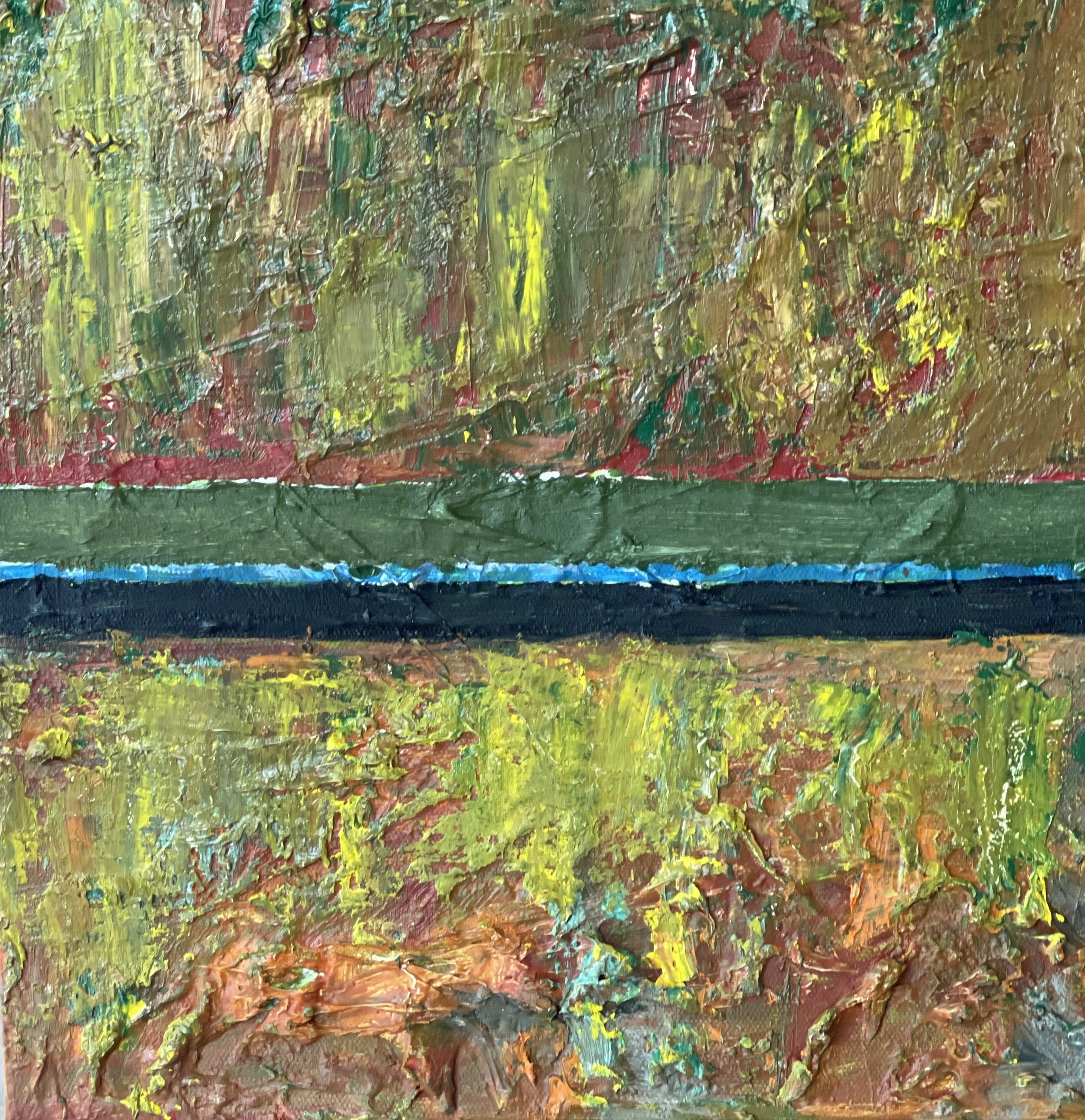 Saffron Echo, 12x12, Acrylic and oil mounted on panel board