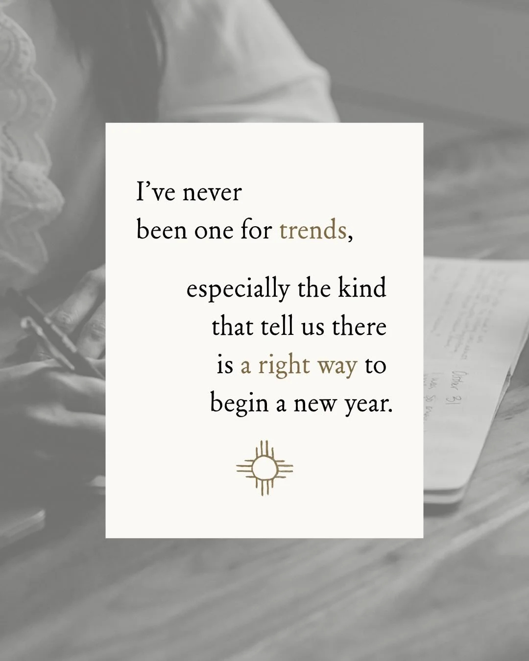 Personally, I don&rsquo;t make a big deal out of New Year&rsquo;s intentions. 
.
I reset and realign all year long because my energy continuously shifts and so I get clearer on them every day. 💫
And honestly, life can unfold in unexpected ways, so w
