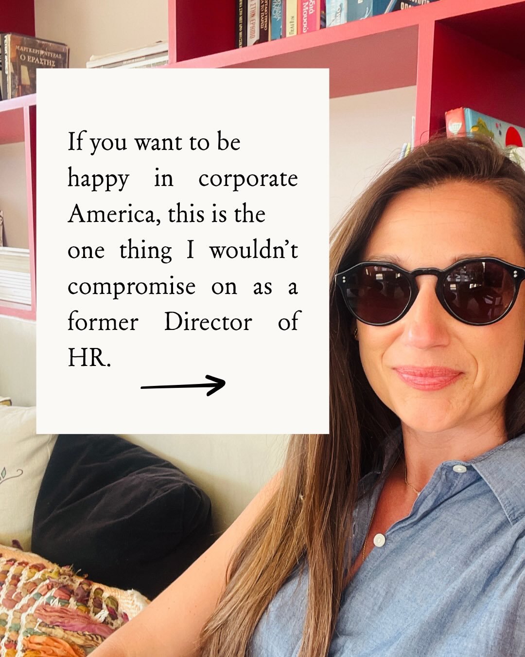 For my clients who are all leaders in corporate America, we focus on the smallest changes that at first they&rsquo;re resistant to.
.
This looks like taking 3 intentional breaths between back-to-back meetings so they&rsquo;re not carrying one convers