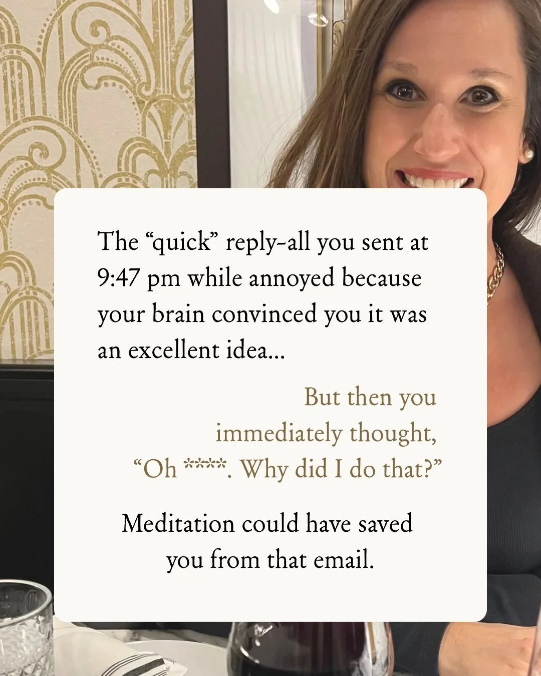 Meditation isn&rsquo;t about having no thoughts, sitting perfectly still, clearing your mind or automatically acting on every thought, impulse or old pattern. 
.
It&rsquo;s about noticing.
.
Noticing the thought, feeling in your body, impulse to chec