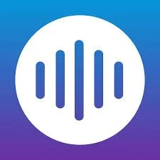 Logo with vertical blue bars inside a white circle on a purple gradient background.