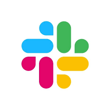 Colorful Slack logo with four geometric shapes in blue, green, pink, and yellow.
