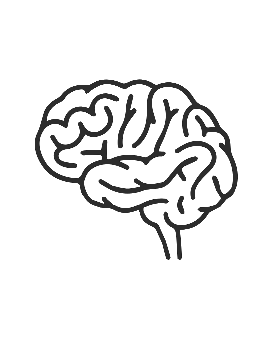 Line drawing of a human brain.