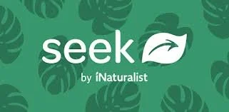 Seek by iNaturalist logo with green tropical leaf background.