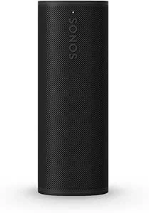 Black cylindrical Sony portable speaker with perforated grille