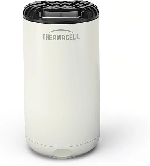 An Ionizer air purifier by Thermacell in white with a black top grille.