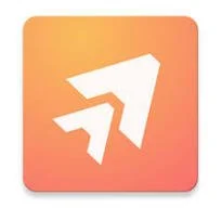 Icon with a stylized paper airplane on a gradient orange background.