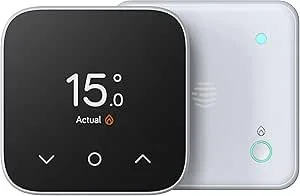 Digital thermostat display showing 15 degrees Celsius and a Wi-Fi signal icon.