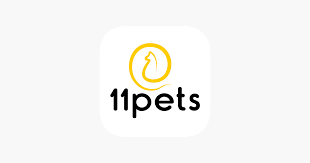Logo of 11pets with a yellow outline of a cat's head and the text '11pets' beneath it.
