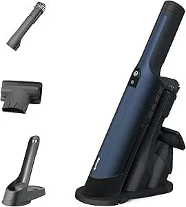 Wireless car vacuum cleaner with various attachments.