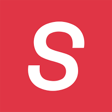 Red background with a large white letter 'S' in the center.