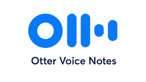 Logo for Otter Voice Notes app with blue stylized text and description