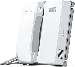 A white electronic device with a gray handle and buttons, branded 'Ecovacs', resembling a robotic vacuum cleaner or similar appliance