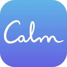 Calm app logo with white text on a blue gradient background