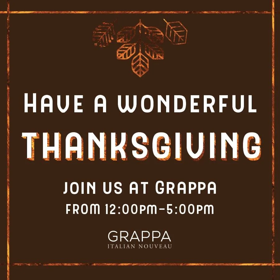 Wishing you a warm and Happy Thanksgiving 🍂
&middot;
&middot;
Let Grappa take care of the cooking this year &mdash; join us for a delicious Thanksgiving dinner!
&middot;
#grappafood #grappaeats #grapparoc #grappa #rochesterny #tasteny #cameraeatsfir