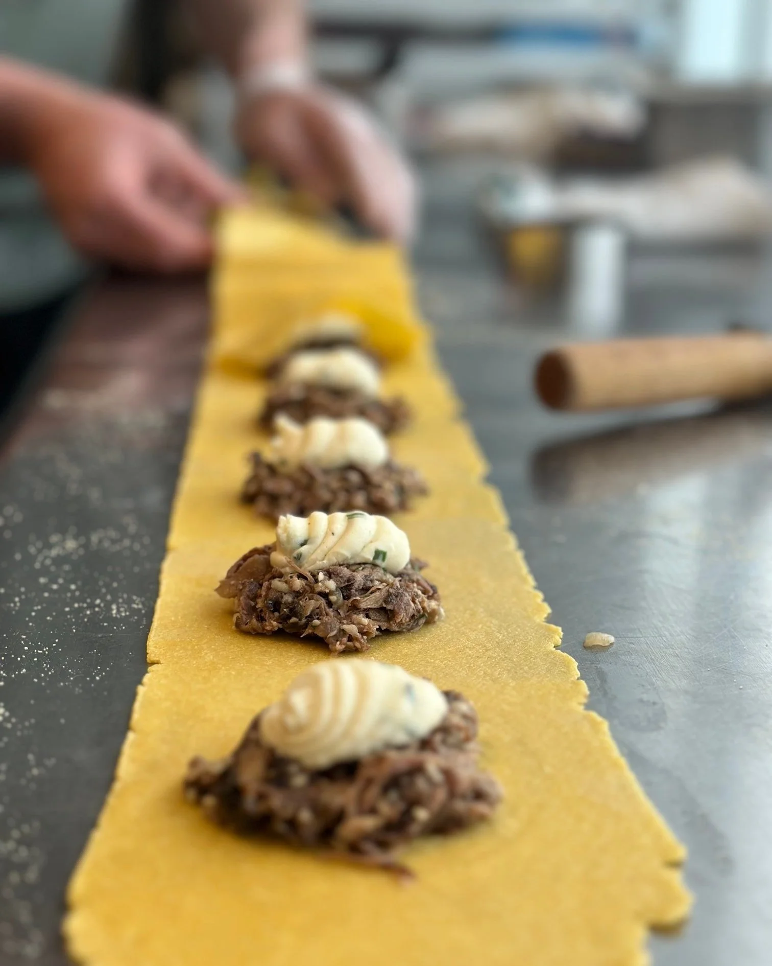 Ravioli...but make it lamb. 🍝 Prepping for tonight's feature 🤤
