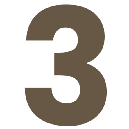 Large number three in black on a white background.
