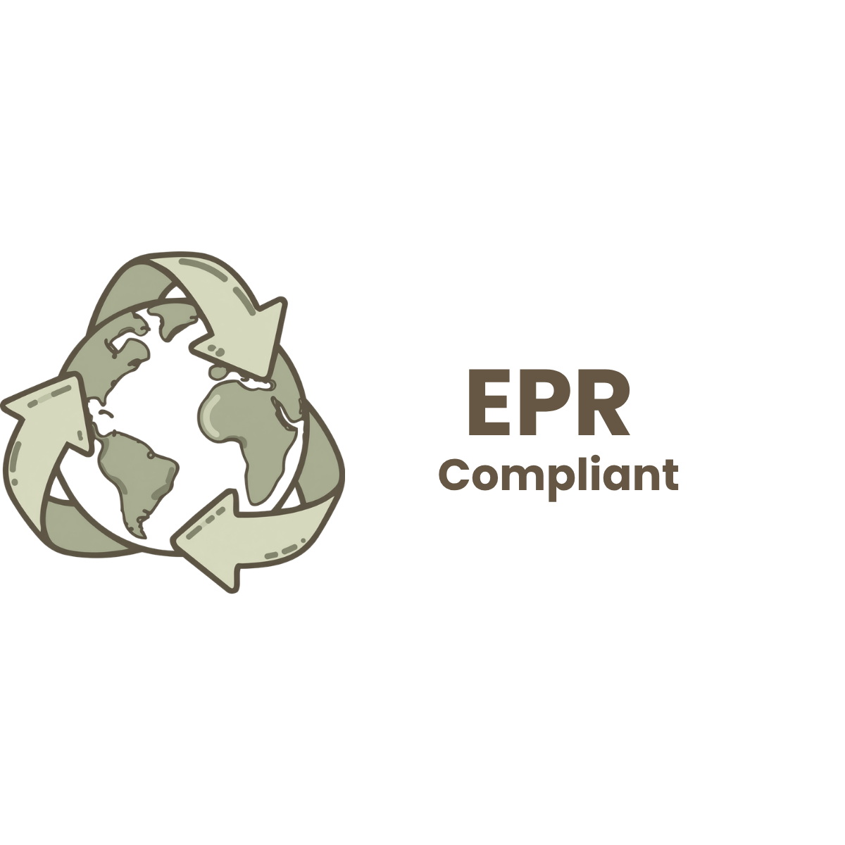 A graphic of the Earth with recycling arrows surrounding it, saying EPR Compliant